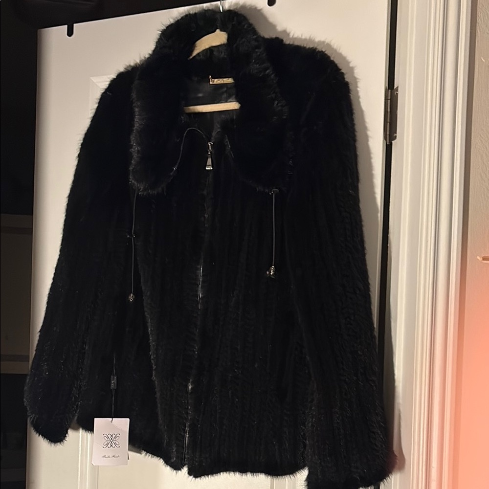 Belle Fare Luxurious Black Faux Fur Jacket
